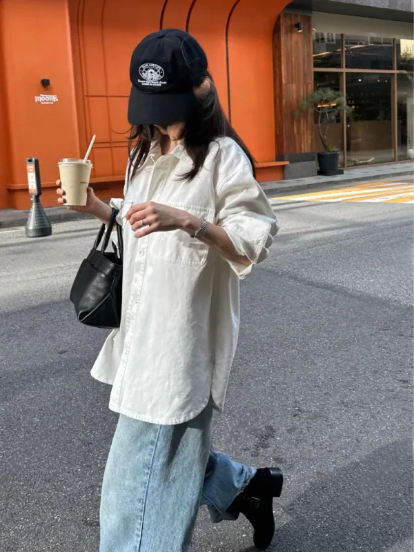 雲感工裝口袋寬版襯衫