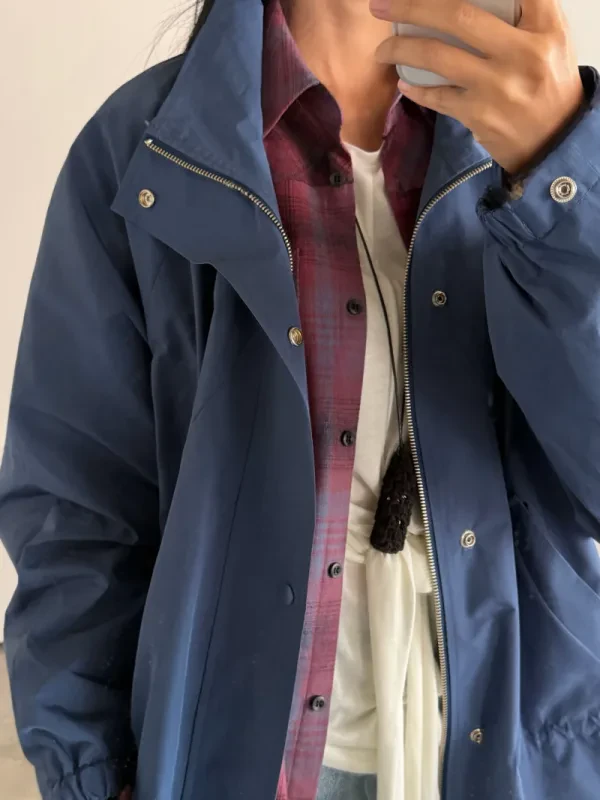 暮莓格紋寬版襯衫