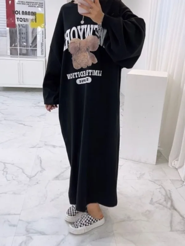 紐約小熊慵懶長版衛衣洋裝