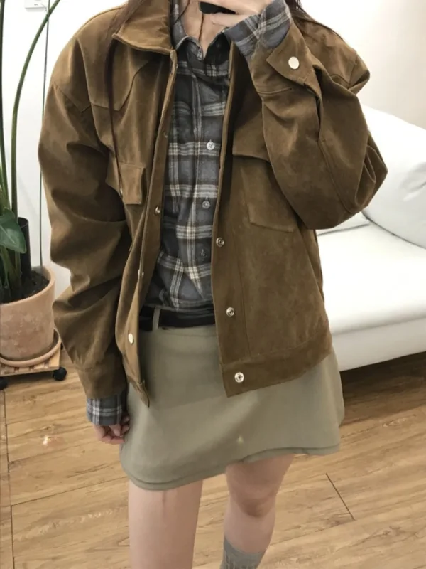 復古焦糖燈芯絨工裝外套