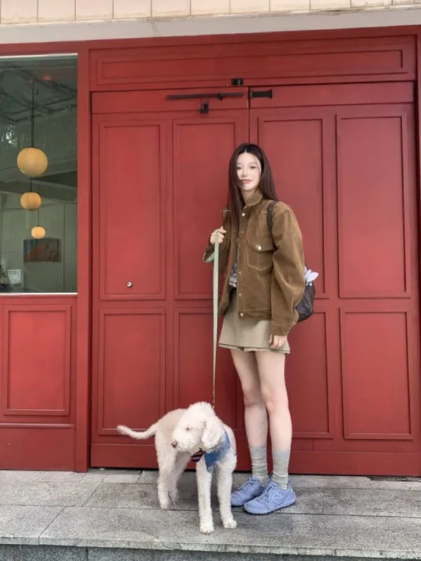 復古焦糖燈芯絨工裝外套