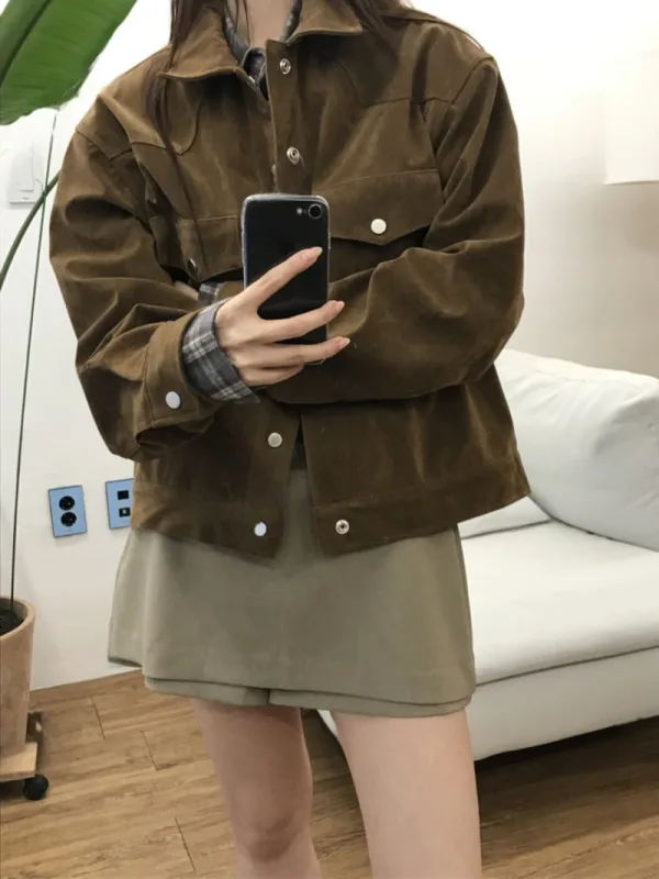 復古焦糖燈芯絨工裝外套