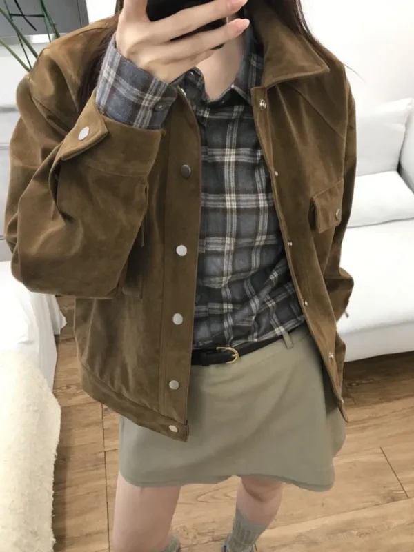 復古焦糖燈芯絨工裝外套