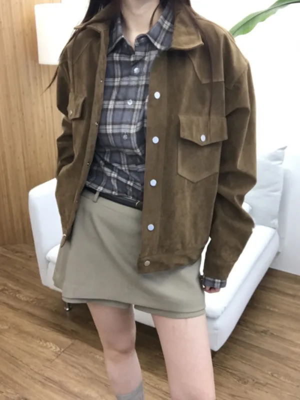復古焦糖燈芯絨工裝外套