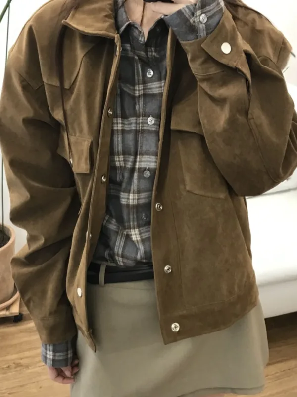 復古焦糖燈芯絨工裝外套