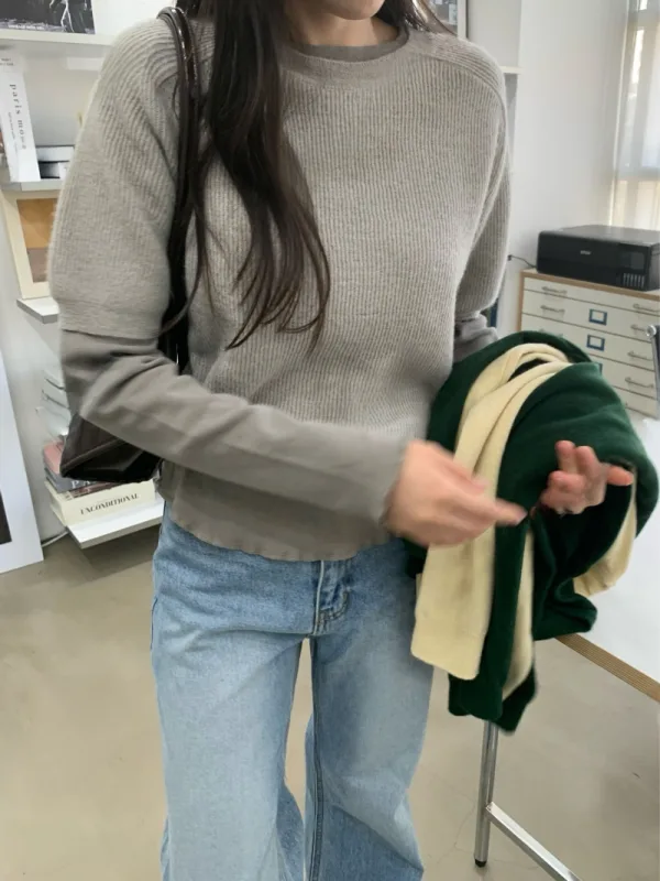 柔霧羅紋短袖針織上衣