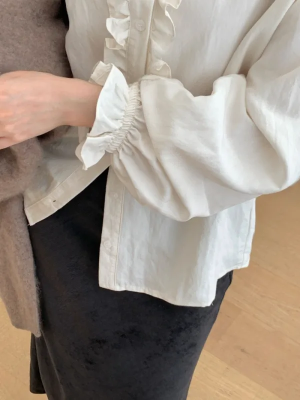 雲柔荷葉邊長袖襯衫