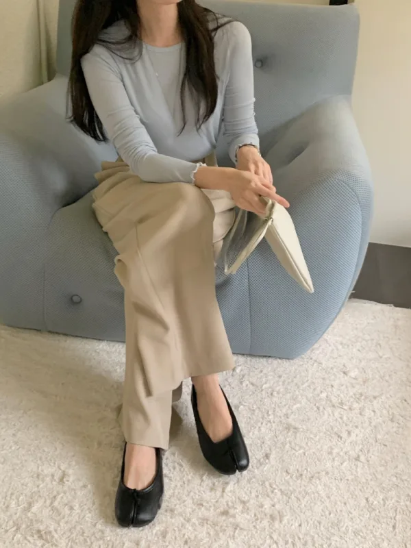 暖沙垂逸高腰西裝寬褲