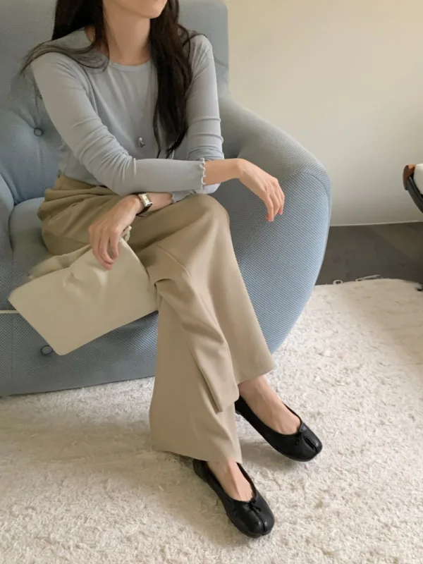 暖沙垂逸高腰西裝寬褲