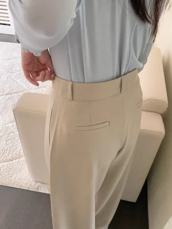 暖沙垂逸高腰西裝寬褲