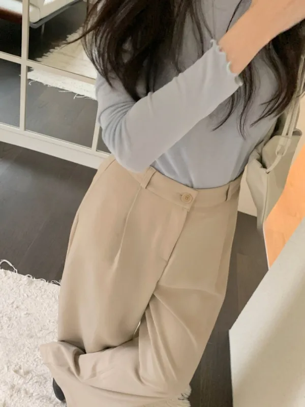暖沙垂逸高腰西裝寬褲