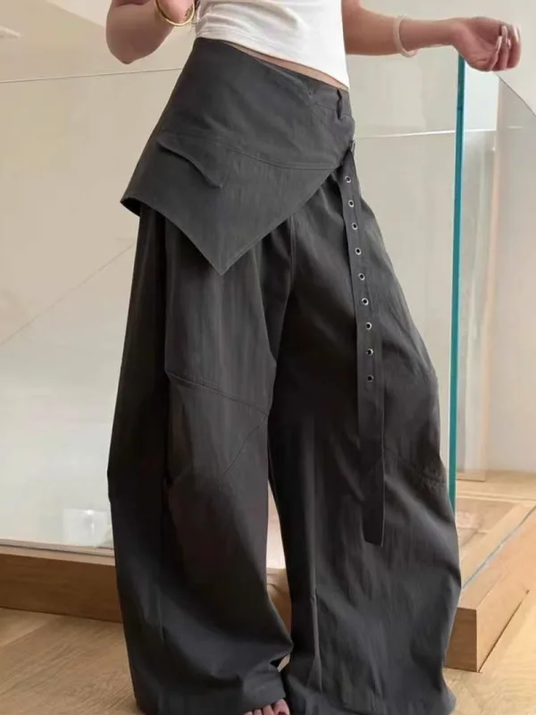 暗影層疊不對稱寬腿褲