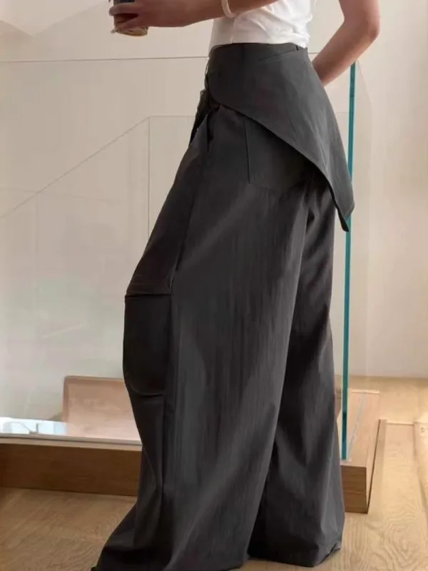 暗影層疊不對稱寬腿褲