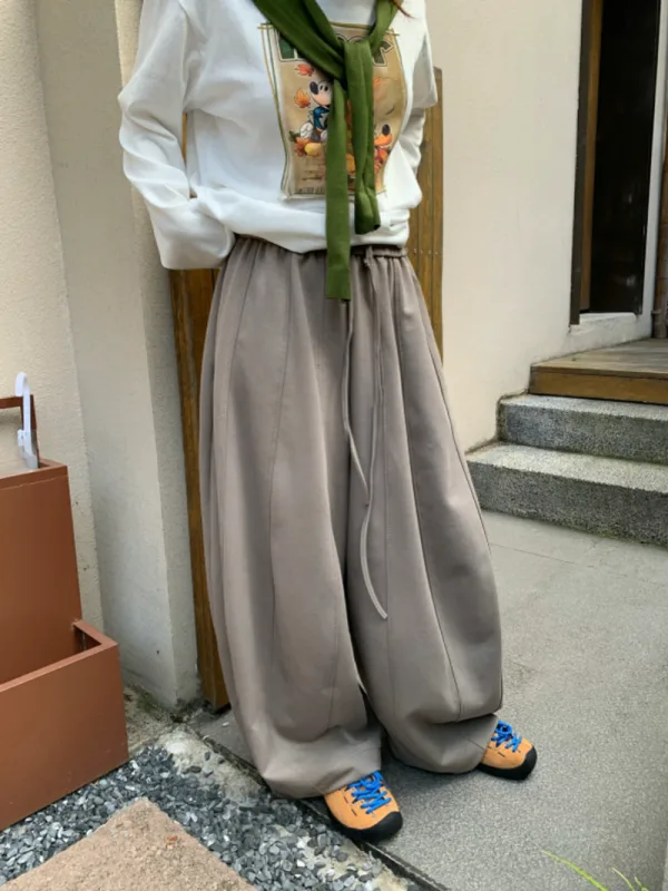 自在垂墜抽繩寬褲