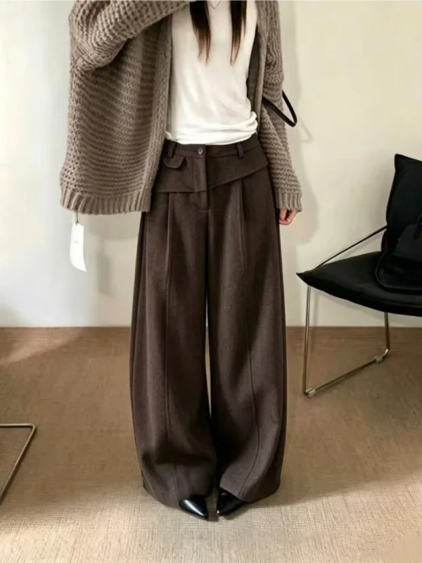 都會層次裙襬寬褲