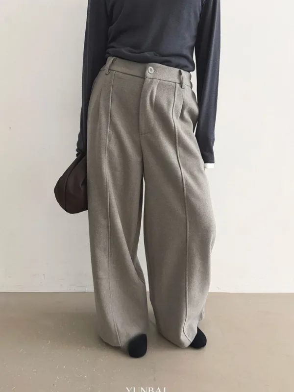 霧感垂墜高腰寬褲