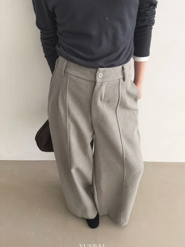 霧感垂墜高腰寬褲
