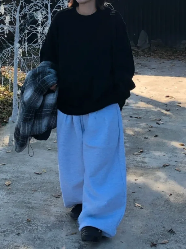 雲感垂墜寬腿休閒長褲