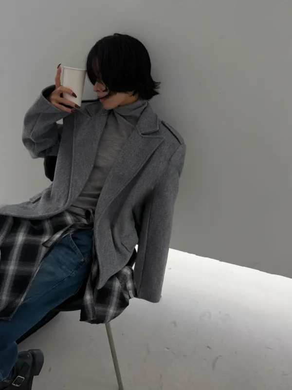 霧灰都會寬版西裝外套