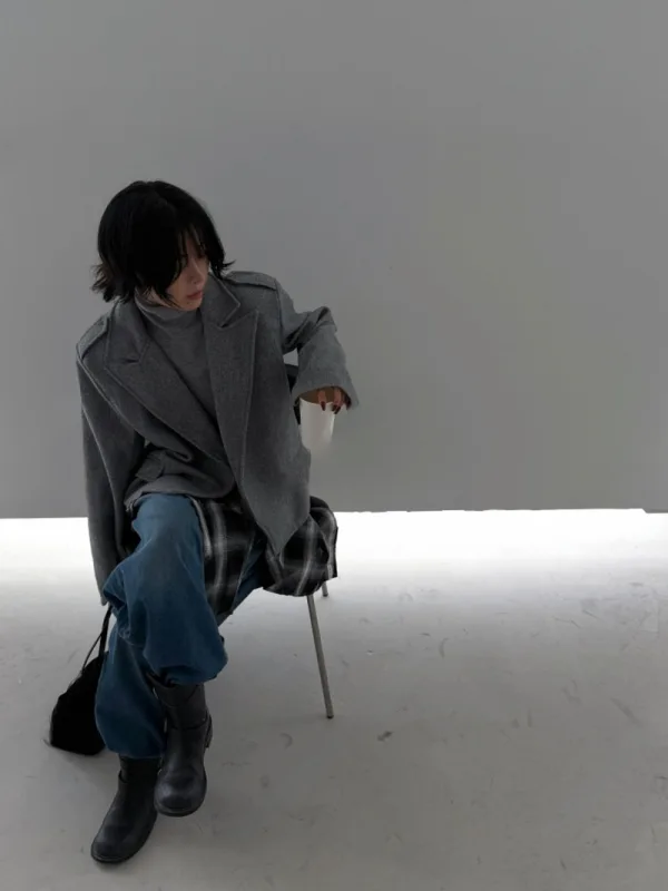霧灰都會寬版西裝外套