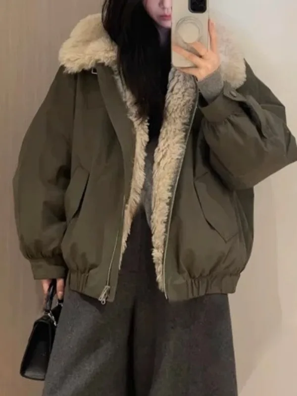 暖絨飛行家寬版外套