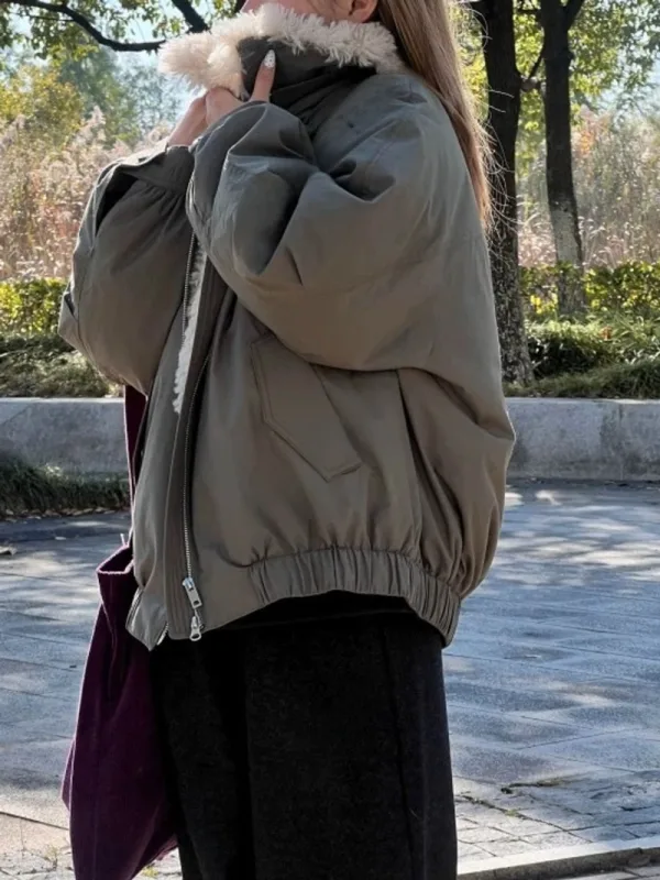 暖絨飛行家寬版外套
