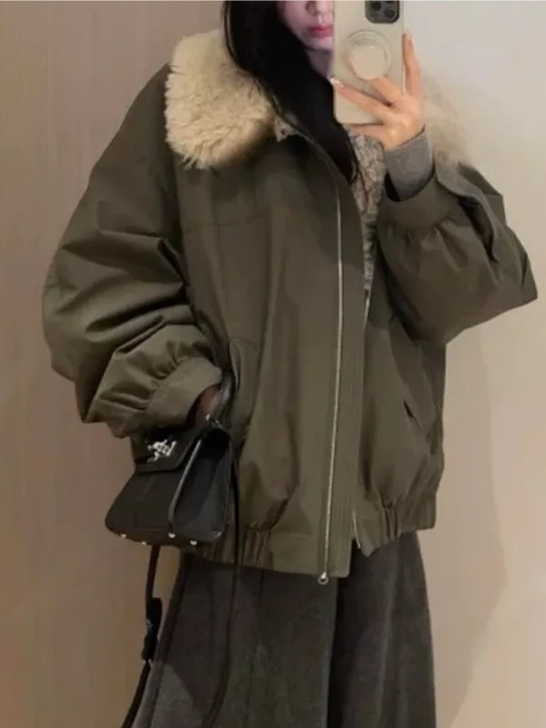 暖絨飛行家寬版外套