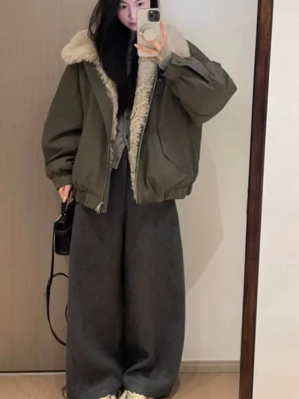 暖絨飛行家寬版外套