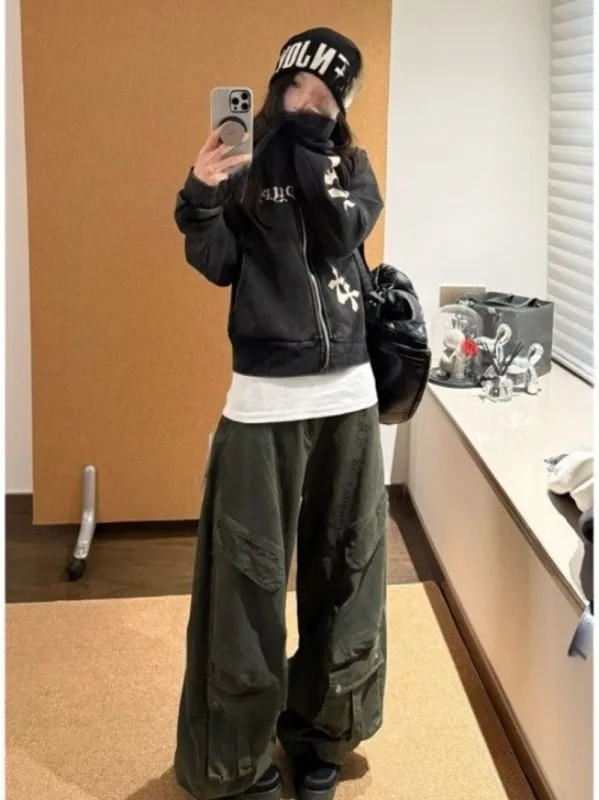 星十字刷色立領拉鍊外套