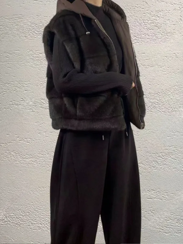 暖絨雙面連帽拉鍊背心