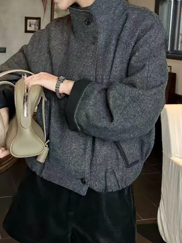 暖霧俐落立領短外套