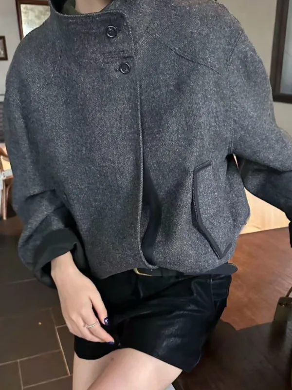 暖霧俐落立領短外套
