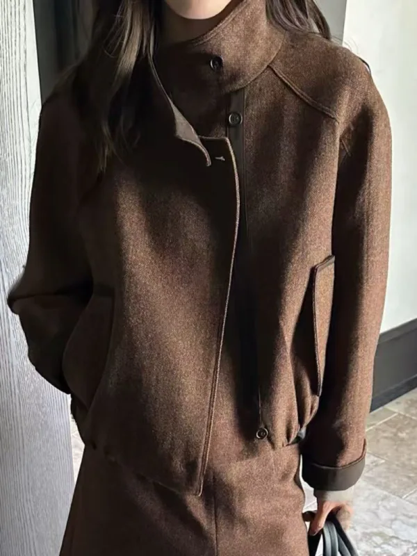 暖霧俐落立領短外套