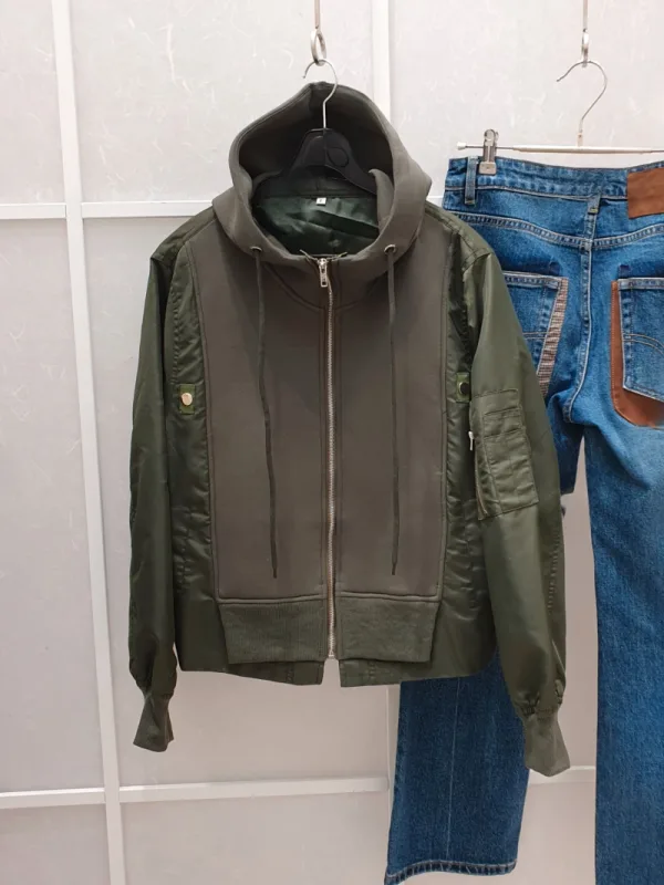 都會機能拼接連帽飛行外套
