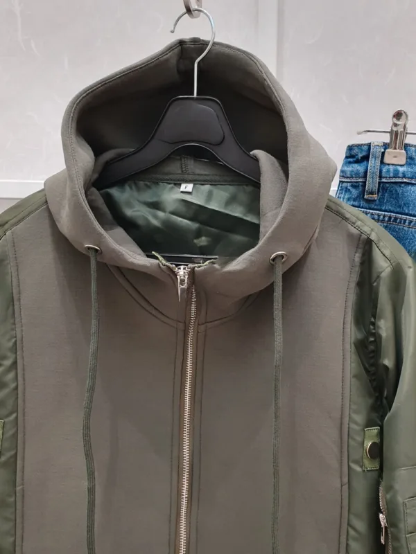 都會機能拼接連帽飛行外套