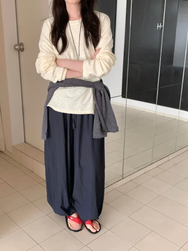 奶霜微光寬鬆長袖上衣