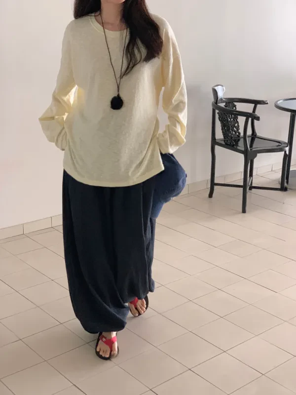 奶霜微光寬鬆長袖上衣
