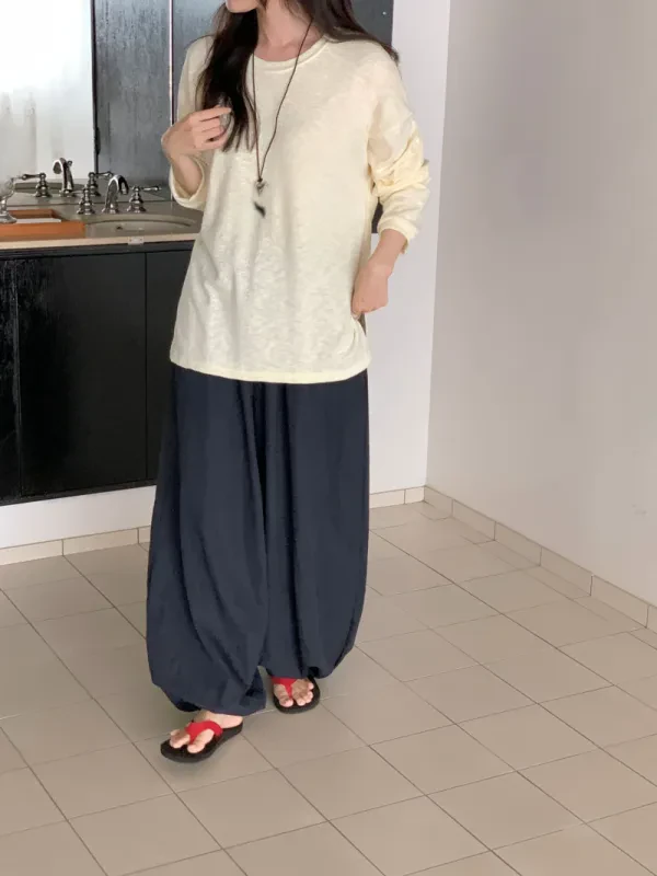 奶霜微光寬鬆長袖上衣