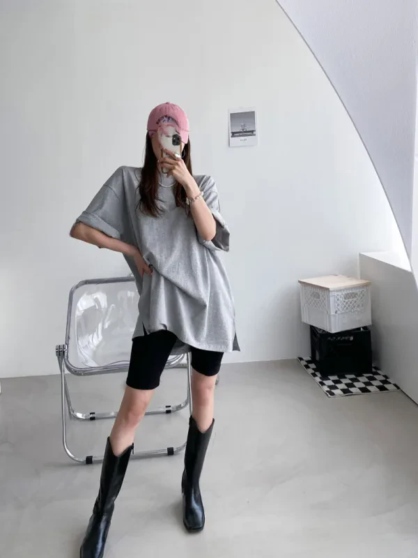 自在日常寬版側衩長版上衣