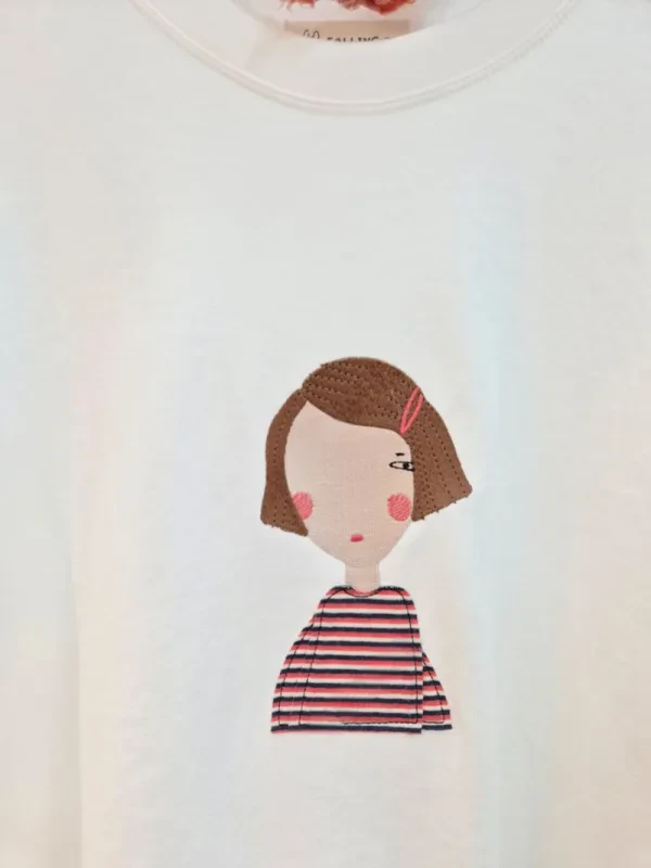 童趣女孩拼布寬版長袖上衣