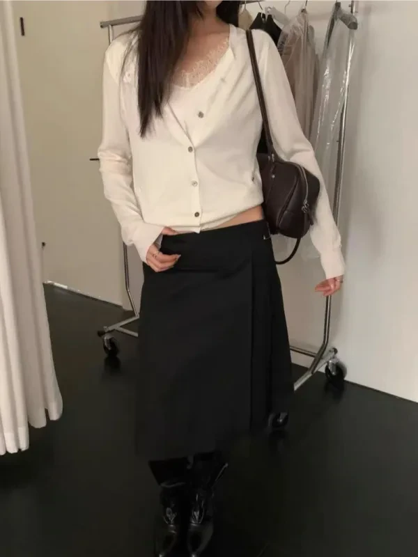 慵懶斜襟針織開襟衫